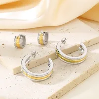 1 Pair Simple Style Geometric Color Block Plating 304 Stainless Steel 18K Gold Plated Ear Studs main image 4
