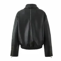 Women's Streetwear Solid Color Pocket Zipper Leather Jacket Casual Jacket main image 3