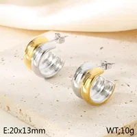 1 Pair Simple Style Geometric Color Block Plating 304 Stainless Steel 18K Gold Plated Ear Studs sku image 1