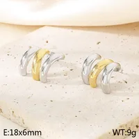 1 Pair Simple Style Geometric Color Block Plating 304 Stainless Steel 18K Gold Plated Ear Studs sku image 9