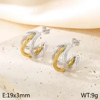 1 Pair Simple Style Geometric Color Block Plating 304 Stainless Steel 18K Gold Plated Ear Studs sku image 2
