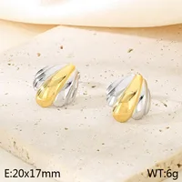 1 Pair Simple Style Geometric Color Block Plating 304 Stainless Steel 18K Gold Plated Ear Studs sku image 7