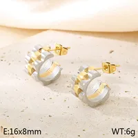 1 Pair Simple Style Geometric Color Block Plating 304 Stainless Steel 18K Gold Plated Ear Studs sku image 11