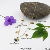 Wholesale Jewelry Vintage Style Simple Style Classic Style Heart Shape Eye 304 Stainless Steel Zircon Gold Plated Inlay Pendant Necklace main image 5