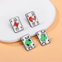 Cartoon Style Cute Poker Panda Cat Alloy Stamping Stoving Varnish Plating Unisex Brooches Collar Pin main image 1