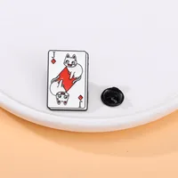 Cartoon Style Cute Poker Panda Cat Alloy Stamping Stoving Varnish Plating Unisex Brooches Collar Pin sku image 1
