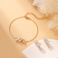 Simple Style Classic Style Geometric 304 Stainless Steel Zircon 18K Gold Plated Women's Jewelry Set main image 4