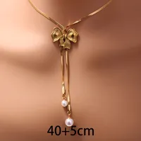 Wholesale Jewelry Elegant Heart Shape Imitation Pearl Titanium Steel Irregular Plating Pendant Necklace main image 3