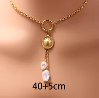 Wholesale Jewelry Elegant Heart Shape Imitation Pearl Titanium Steel Irregular Plating Pendant Necklace main image 4