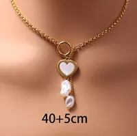 Wholesale Jewelry Elegant Heart Shape Imitation Pearl Titanium Steel Irregular Plating Pendant Necklace main image 2