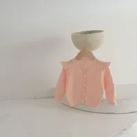 Girls' Cardigan Sweater Coat Baby Girls' Knitted Sunscreen Air-conditioning Shirt Spring And Autumn Breathable Western Style Lace Coat sku image 1