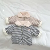 Winter Fleece-lined Thick Coat Baby Boys And Girls Cotton-padded Coat Baby's Lapel Plaid Warm Kids Top main image 1