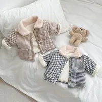 Winter Fleece-lined Thick Coat Baby Boys And Girls Cotton-padded Coat Baby's Lapel Plaid Warm Kids Top main image 3