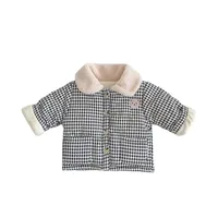 Winter Fleece-lined Thick Coat Baby Boys And Girls Cotton-padded Coat Baby's Lapel Plaid Warm Kids Top main image 5