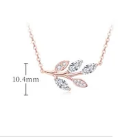 Sterling Silver Moissanite Plating Inlay Leaf Leaves Rose Pendant Necklace Necklace sku image 7