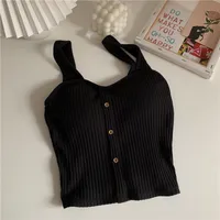 Women's Camisole Tank Tops Button Casual Solid Color sku image 1