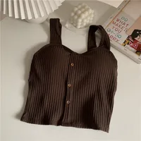 Women's Camisole Tank Tops Button Casual Solid Color sku image 3