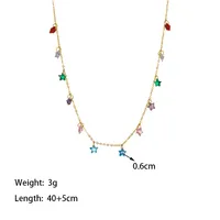A Special-Interest Design 18K Real Gold Stainless Steel Dopamine Color Five-Pointed Star Necklace main image 2