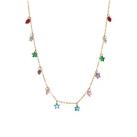 A Special-Interest Design 18K Real Gold Stainless Steel Dopamine Color Five-Pointed Star Necklace main image 6