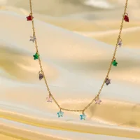 A Special-Interest Design 18K Real Gold Stainless Steel Dopamine Color Five-Pointed Star Necklace main image 3