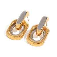 1 Pair Retro Classic Style Geometric 304 Stainless Steel Drop Earrings main image 6