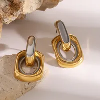 1 Pair Retro Classic Style Geometric 304 Stainless Steel Drop Earrings main image 4