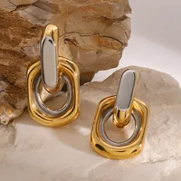 1 Pair Retro Classic Style Geometric 304 Stainless Steel Drop Earrings main image 5