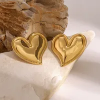 1 Pair Simple Style Classic Style Heart Shape 304 Stainless Steel Ear Studs main image 4