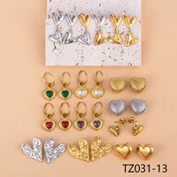 1 Pair IG Style Heart Shape Mixed Metal Inlay Titanium Steel Pearl Zircon Drop Earrings Ear Studs main image 3
