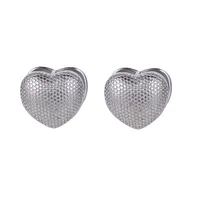 1 Pair IG Style Heart Shape Mixed Metal Inlay Titanium Steel Pearl Zircon Drop Earrings Ear Studs main image 4