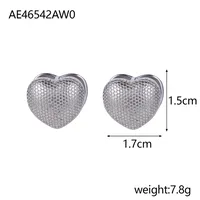 1 Pair IG Style Heart Shape Mixed Metal Inlay Titanium Steel Pearl Zircon Drop Earrings Ear Studs sku image 7