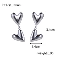 1 Pair IG Style Heart Shape Mixed Metal Inlay Titanium Steel Pearl Zircon Drop Earrings Ear Studs sku image 4