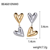 1 Pair IG Style Heart Shape Mixed Metal Inlay Titanium Steel Pearl Zircon Drop Earrings Ear Studs sku image 11
