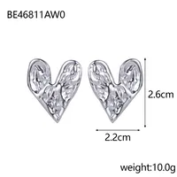 1 Pair IG Style Heart Shape Mixed Metal Inlay Titanium Steel Pearl Zircon Drop Earrings Ear Studs sku image 2