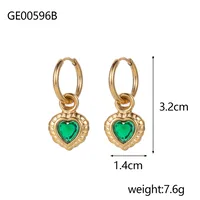 1 Pair IG Style Heart Shape Mixed Metal Inlay Titanium Steel Pearl Zircon Drop Earrings Ear Studs sku image 9