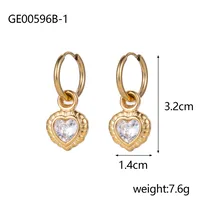 1 Pair IG Style Heart Shape Mixed Metal Inlay Titanium Steel Pearl Zircon Drop Earrings Ear Studs sku image 1