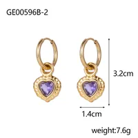 1 Pair IG Style Heart Shape Mixed Metal Inlay Titanium Steel Pearl Zircon Drop Earrings Ear Studs sku image 10