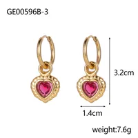 1 Pair IG Style Heart Shape Mixed Metal Inlay Titanium Steel Pearl Zircon Drop Earrings Ear Studs sku image 8