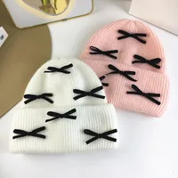 Women's Cute Classic Style Solid Color Bow Knot Eaveless Wool Cap main image 1