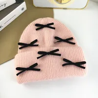 Women's Cute Classic Style Solid Color Bow Knot Eaveless Wool Cap main image 3