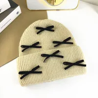 Women's Cute Classic Style Solid Color Bow Knot Eaveless Wool Cap sku image 9