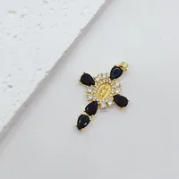 1 Piece 25*35mm Copper Zircon Cross Pendant Jewelry Accessories sku image 3