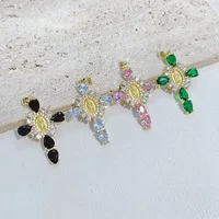 1 Piece 25*35mm Copper Zircon Cross Pendant Jewelry Accessories main image 1