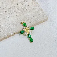 1 Piece 25*35mm Copper Zircon Cross Pendant Jewelry Accessories sku image 4