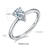 Rhodium Plated 925 Sterling Silver Zircon Water Droplets Rings main image 3