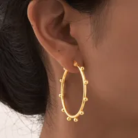 1 Pair IG Style Circle 201 Stainless Steel 18K Gold Plated Earrings main image 4