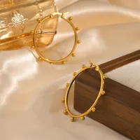 1 Pair IG Style Circle 201 Stainless Steel 18K Gold Plated Earrings main image 6
