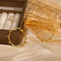 1 Pair IG Style Circle 201 Stainless Steel 18K Gold Plated Earrings main image 5
