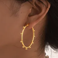 1 Pair IG Style Circle 201 Stainless Steel 18K Gold Plated Earrings main image 1