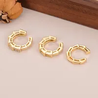 1 Set Shiny Solid Color Inlay Copper Zircon 18K Gold Plated Ear Cuffs main image 6